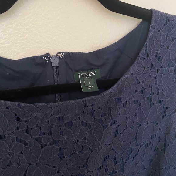J. Crew Factory 💌Free Shipping Dress with Allover Floral Lace Navy Blue Size 2 - Picture 4 of 8
